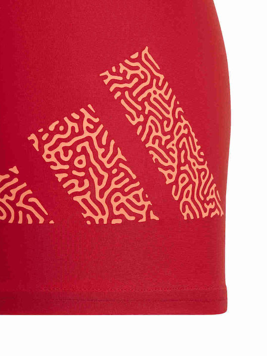 adidas 3 Bar Logo Kids Swimwear Swim Shorts Red