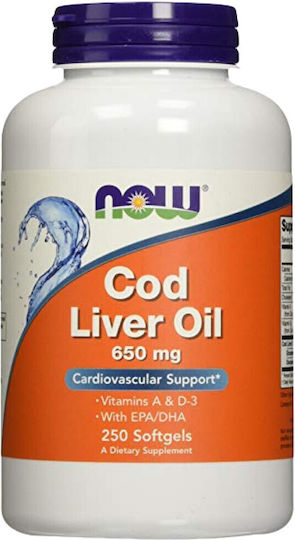 Now Foods Cod Liver Oil Масло от черен дроб на треска 650мг 250 софтджел
