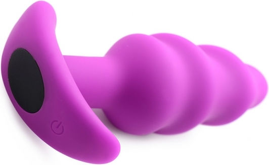 XR Bang 21X Vibrating Silicone Swirl Plug with Remote Anal Vibrator with Wireless Functionality Purple