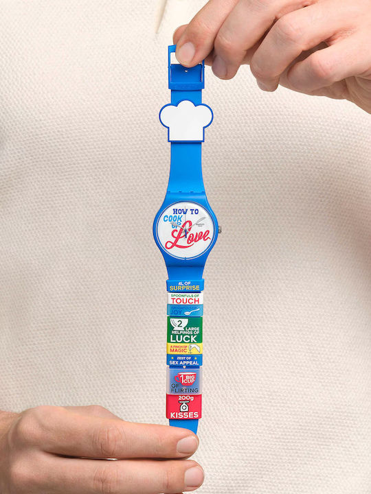 Swatch Recipe Love Ανδρικό Ρολόι 41mm Μπαταρίας με Μπλε Καουτσούκ Λουράκι