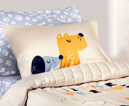 Saint Clair Doggy Kids Pillowcase 50x70cm Blue