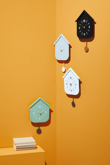 Bizzotto Home Wall Clock Wooden With Pendulum Green 24x37.5cm