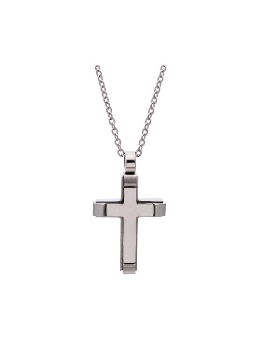 Visetti Herren Kreuz aus Stahl mit Kette