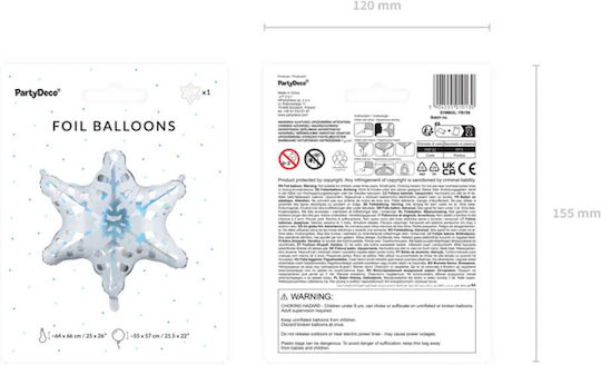Μπαλόνι Χριστουγέννων Frozen Foil Jumbo Λευκό Χιονονιφάδα 66εκ.