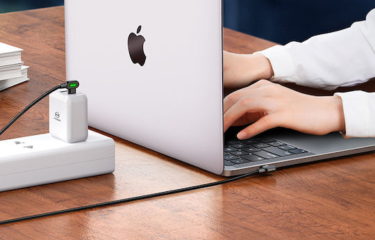 Mcdodo CA-8081 Ъгъл (90°) Плетен USB 2.0 Кабел USB-C Мъжки - USB-C 60W Захранване (PD) Черен 2м CA-8081