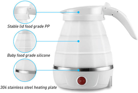 Travel Folding Electric Kettle Kettle Travel Size 600ml 750W White