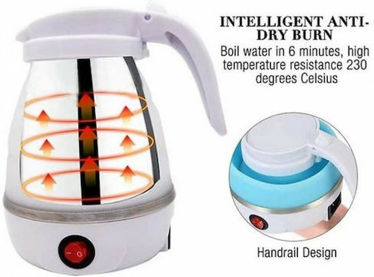 Travel Folding Electric Kettle Kettle Travel Size 600ml 750W White
