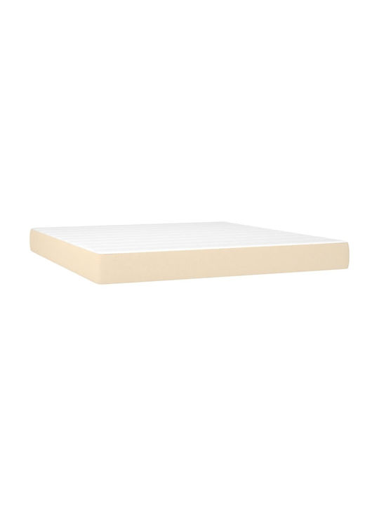 Double Bed Upholstered with Fabric Cream with Slats & Mattress 160x200cm