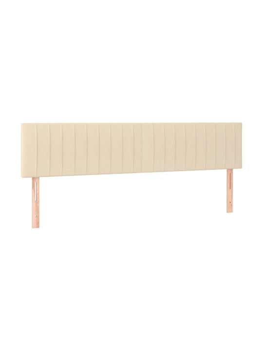 Double Bed Upholstered with Fabric Cream with Slats & Mattress 160x200cm
