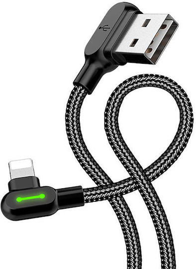 Mcdodo Angle (90°) / Braided / LED USB to Lightning Cable Μαύρο 0.5m (CA-4674)