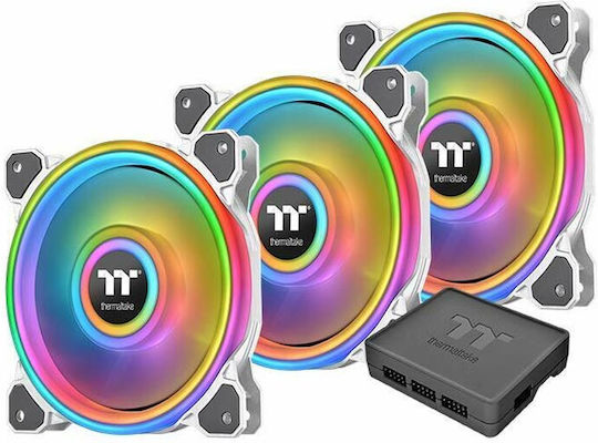 Thermaltake Riing Quad 12 Radiator Fan TT Premium Case Fan 120mm (1500rpm / 40.9cfm) με RGB Φωτισμό και Σύνδεση 4-Pin PWM 3τμχ Γκρι