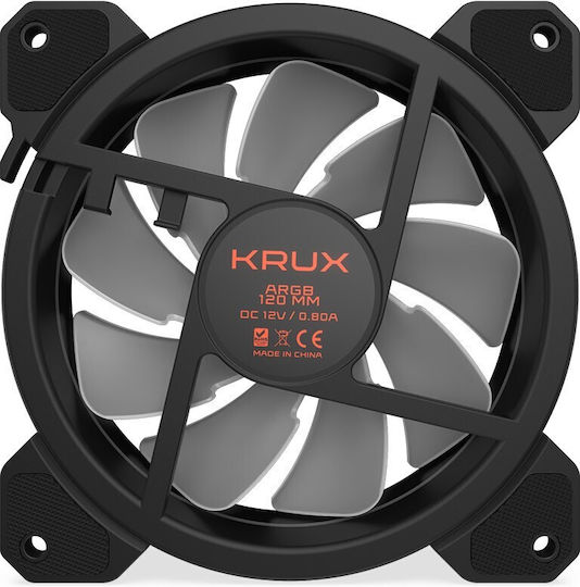 Krux Lunar 120 Case Fan (1200rpm) με ARGB Φωτισμό και Σύνδεση 3-Pin 3τμχ