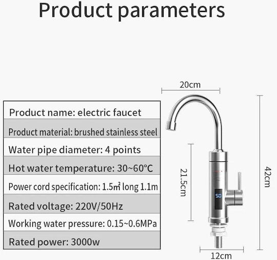 POLY-81-38 Electric Single-Phase Instant Heater Tap for Bathroom / Kitchen 3kW