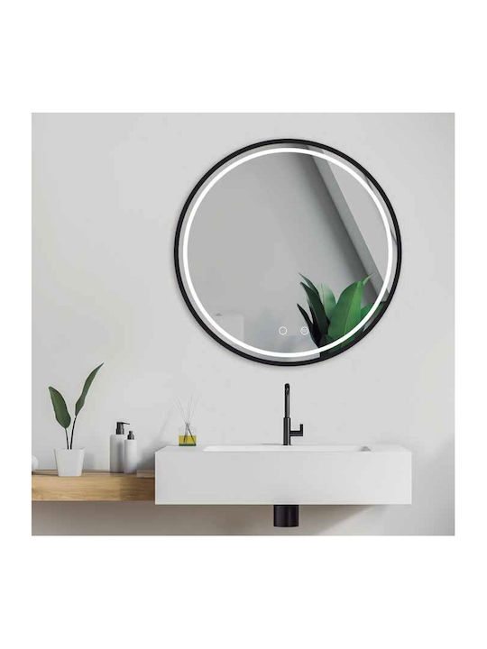 Imex Alemania Round Bathroom Mirror Led Touch made of Metal 60x60cm Black