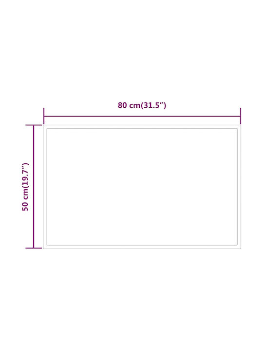 vidaXL Oglindă de Baie Dreptunghiulară Lumini LED 80x50cm Transparent