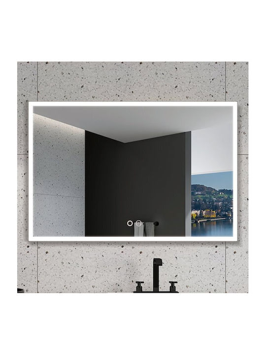 Imex Suiza Rechteckiger Badezimmerspiegel LED aus Metall 80x100cm Schwarz