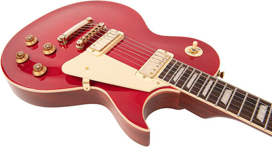 Vintage V100MWR Electric Guitar Single cut with HHS Pickup Configuration Wine Red