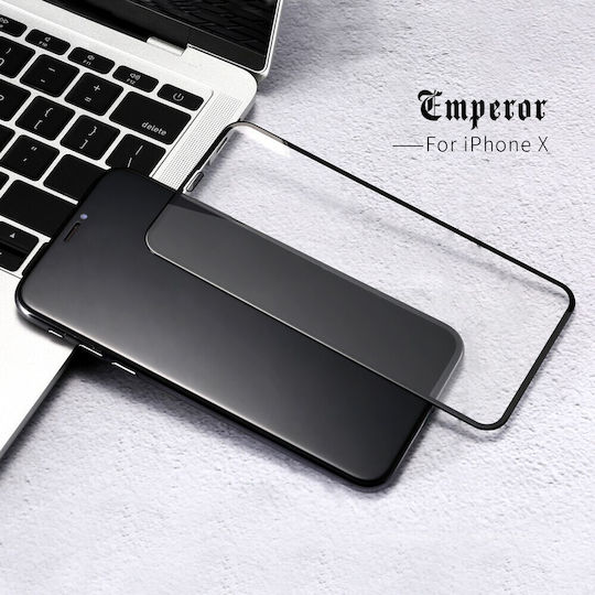Remax Emperor 9D Adeziv complet Full Face Tempered Glass Negru (iPhone 11 Pro)