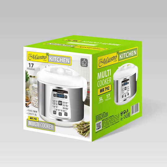 Maestro Πολυμάγειρας 860W με Χωρητικότητα 5lt Ασημί