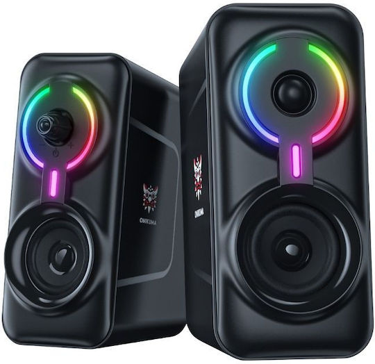 Onikuma L6 Компютърни тонколони 2.0 с RGB осветление и Bluetooth Мощност 10W в Черен цвят