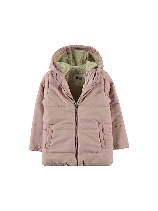 Children's hooded jacket with rotten apple lining for girls (6-10 years old)