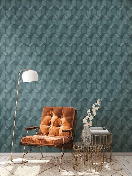 Wallpaper Vinyl Blue L1000xW53cm Washable