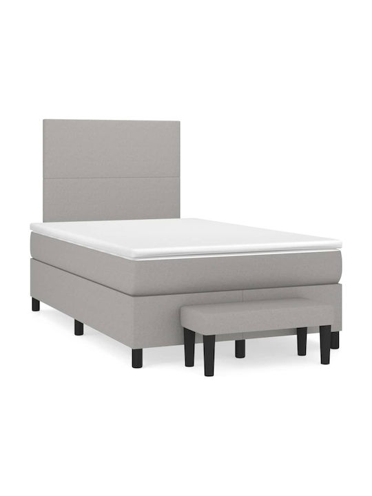 Κρεβάτι Ημίδιπλο Επενδυμένο με Ύφασμα Ανοιχτό Γκρι με Στρώμα & Τάβλες για Στρώμα 120x200cm