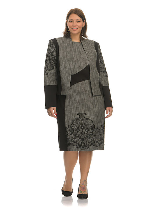 Dress/jacket set, color black/gray