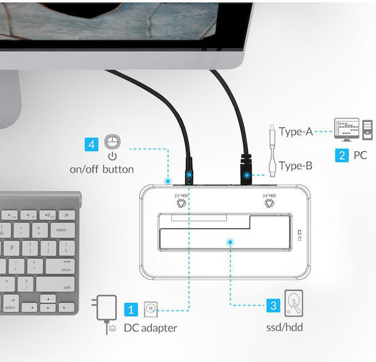 Orico Hard Drive Docking Station SATA 2.5" / 3.5" with Connection USB 3.0 (6619US3-V1-BK)