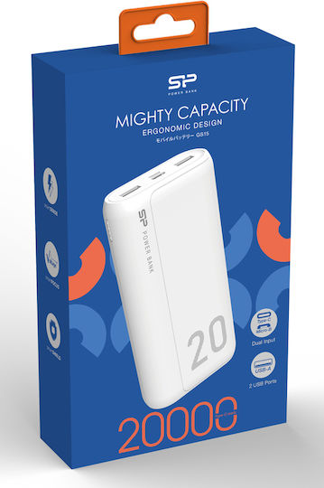 Silicon Power GS15 Power Bank 20000mAh с 2 USB-A порта Бял