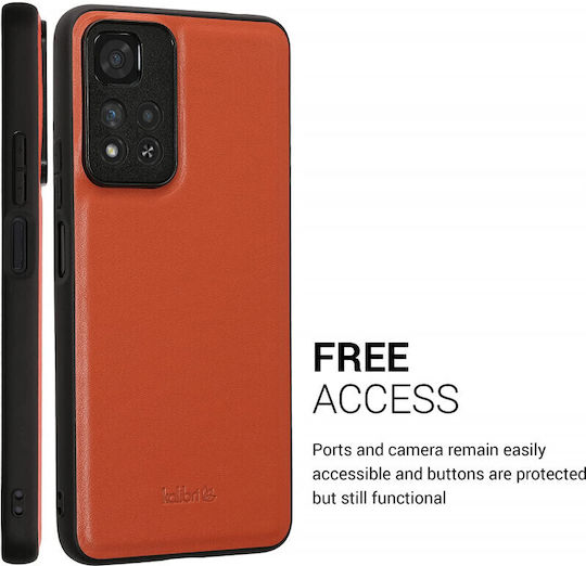 Kalibri Задна корица Кожа / Силикон Оранжев (Redmi Note 11 Pro+ 5G)