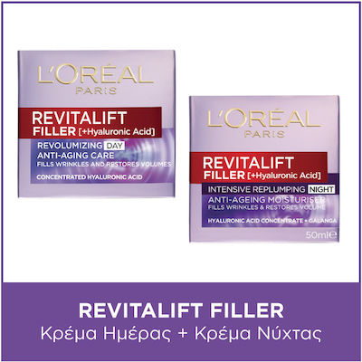 L'Oreal Paris Revitalift Filler Day & Night Skin Care Set for Moisturizing with Face Cream