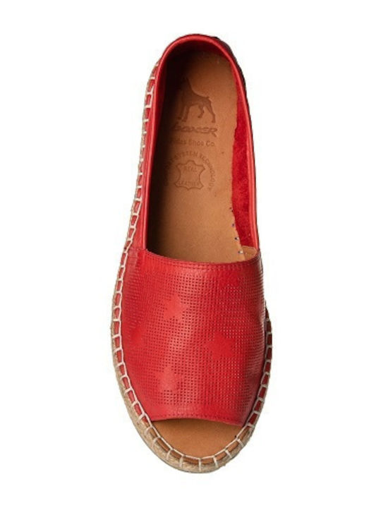 Women's Leather Espadrilles Red 98148 10-002