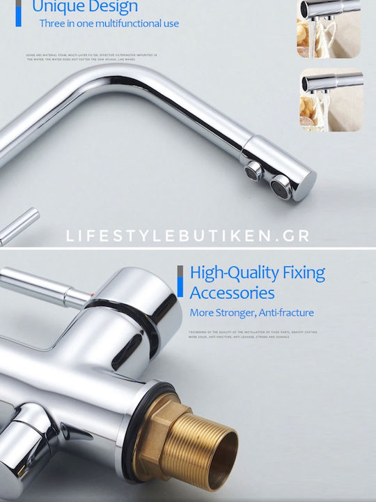 6-GTS Tall Kitchen Faucet Counter Inox Silver