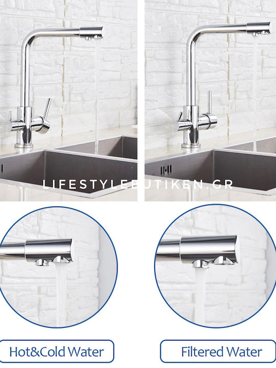 6-GTS Tall Kitchen Faucet Counter Inox Silver