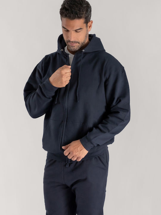 Alpha Industries Basic Men's Sweatshirt Jacket with Hood and Pockets Blue