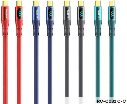 Remax RC-C032 Zisee Cablu USB 2.0 LED USB-C Masculin - USB-C Roșu 1.2m