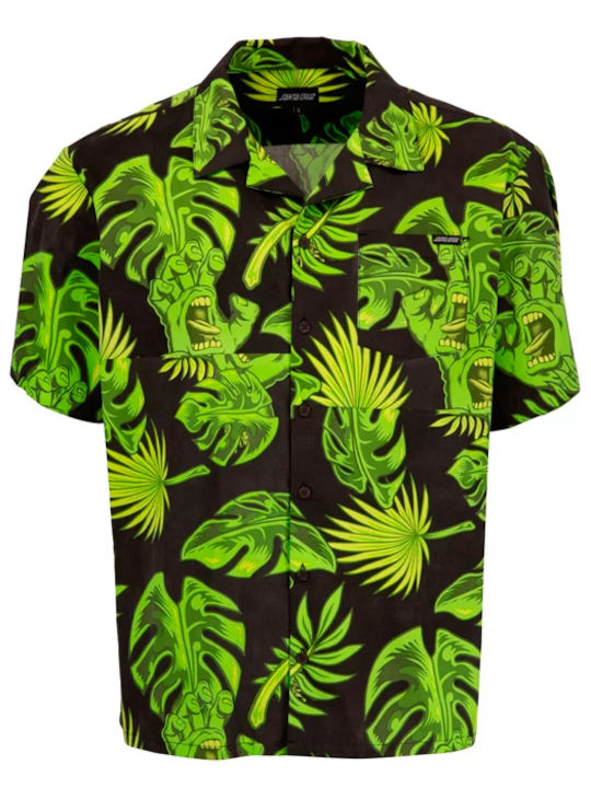 Cabana Short-sleeved Cotton Shirt Floral Black