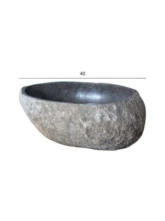 HomeMarkt Επικαθήμενος Νιπτήρας Πέτρινος 40x40cm Γκρι