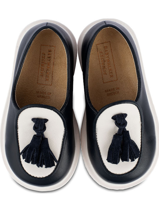Babywalker Babywalker Leather Moccasins for Boys Soft Sole Blue
