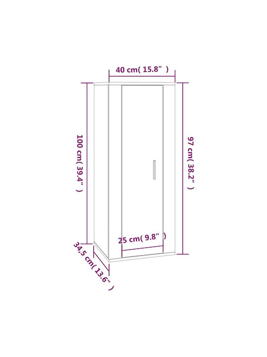 Ντουλάπι Τοίχου Καφέ Δρυς 40x34.5x100εκ.