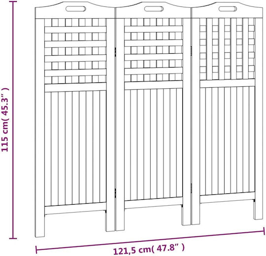 vidaXL Dekorativer Raumteiler Hölzernes mit 3 Paneelen 121.5x115cm