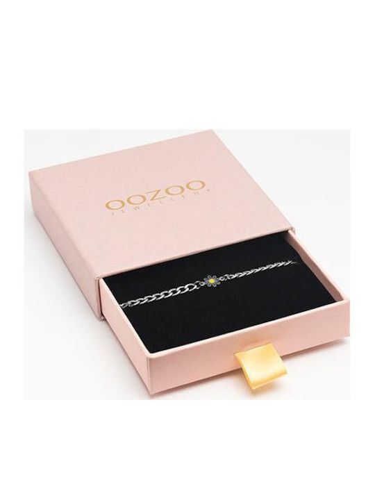 Oozoo Damentrailing Kette Mit Blumenmuster Aus Edelstahl 20cm