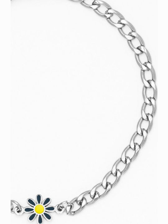 Oozoo Damentrailing Kette Mit Blumenmuster Aus Edelstahl 20cm