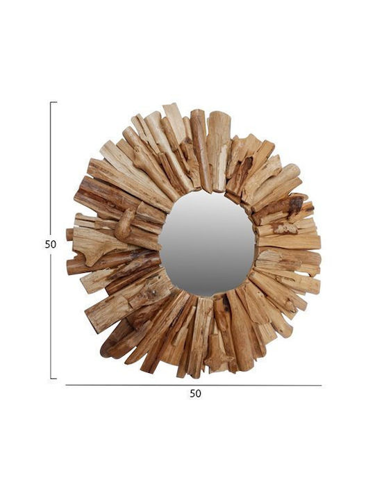HomeMarkt Καθρέπτης Τοίχου με Καφέ Ξύλινο Πλαίσιο Mήκους 50cm