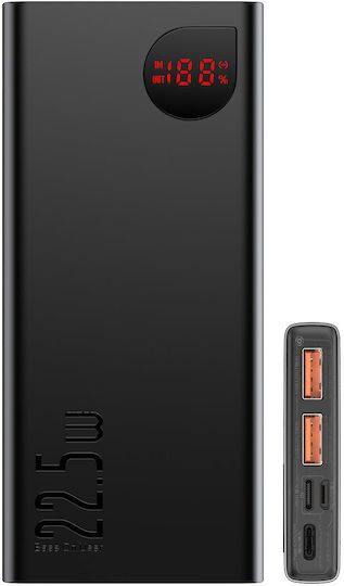 Baseus Adaman Overseas Edition 2021 Power Bank 10000mAh 22.5W με 2 Θύρες USB-A και Θύρα USB-C Power Delivery / Quick Charge 3.0 Μαύρο