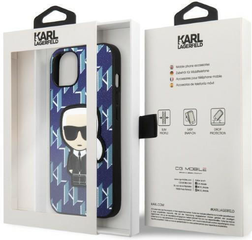 Karl Lagerfeld Monogram Ikonik Patch Back Cover Plastic Blue (iPhone 13)