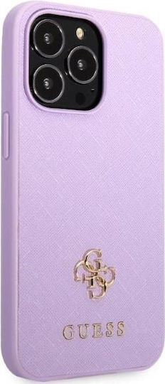 Guess Metal Logo Umschlag Rückseite Kunststoff Lila (iPhone 13 Pro Max)
