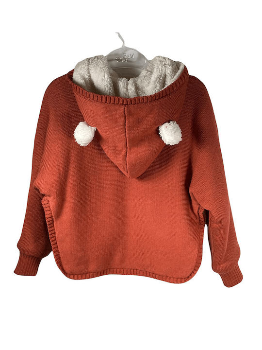 Boboli Kids Cardigan Sweatshirts Knitted Hooded Brown