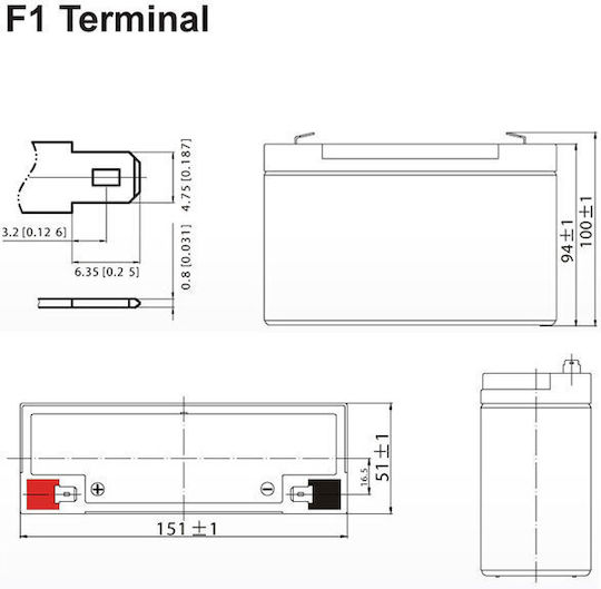 Ultracell UL 12-6 Baterie UPS cu Capacitate 12Ah și Tensiune 6V 1buc